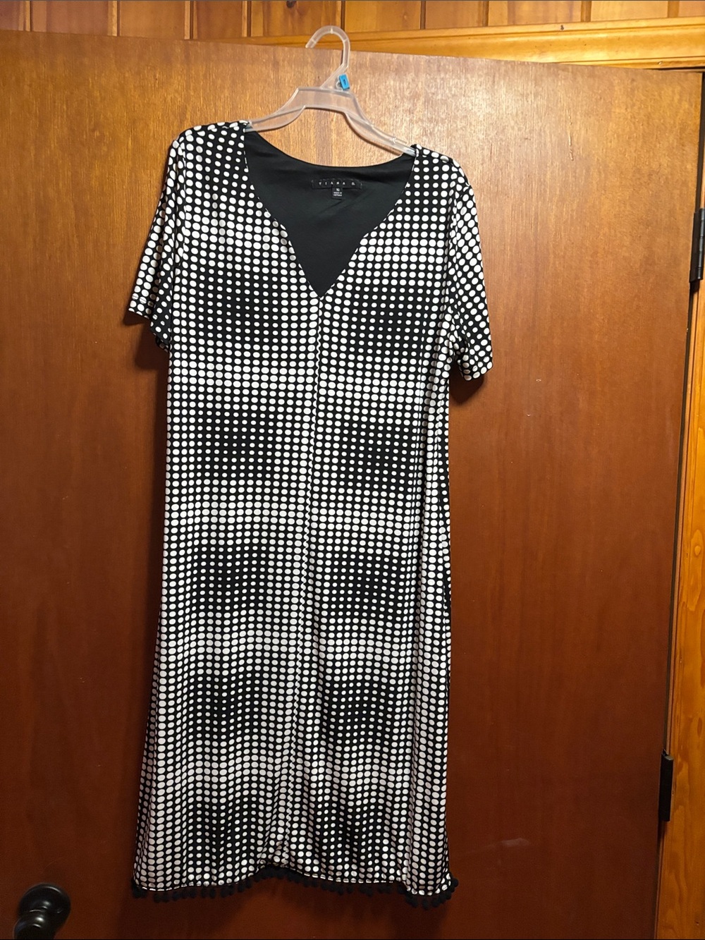 Tahari Black and White Polka Dot Midi Dress